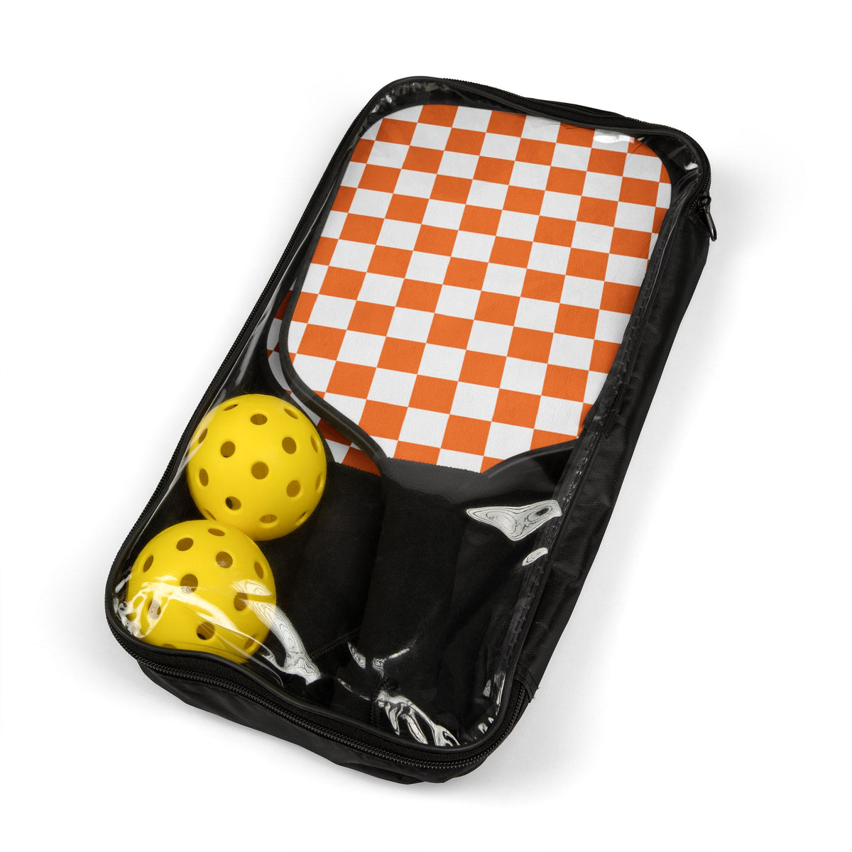 Orange Checkerboard Pickleball Paddle | Retro Check Pattern Paddle