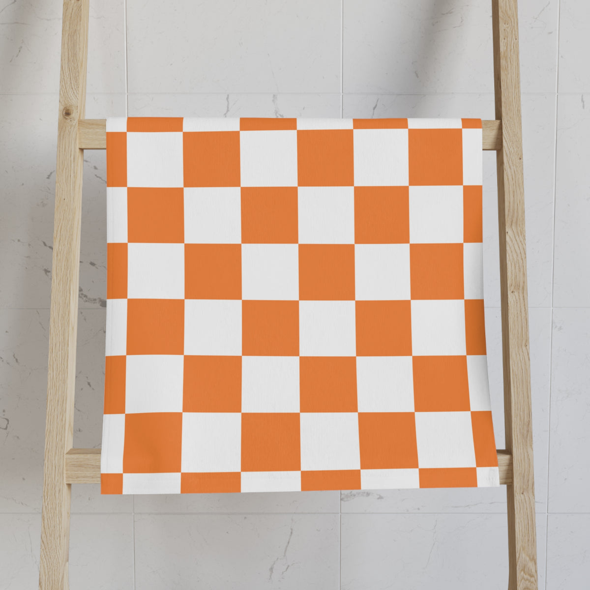 Orange Checkerboard Hand Towel — Retro Kitchen & Bath Accent