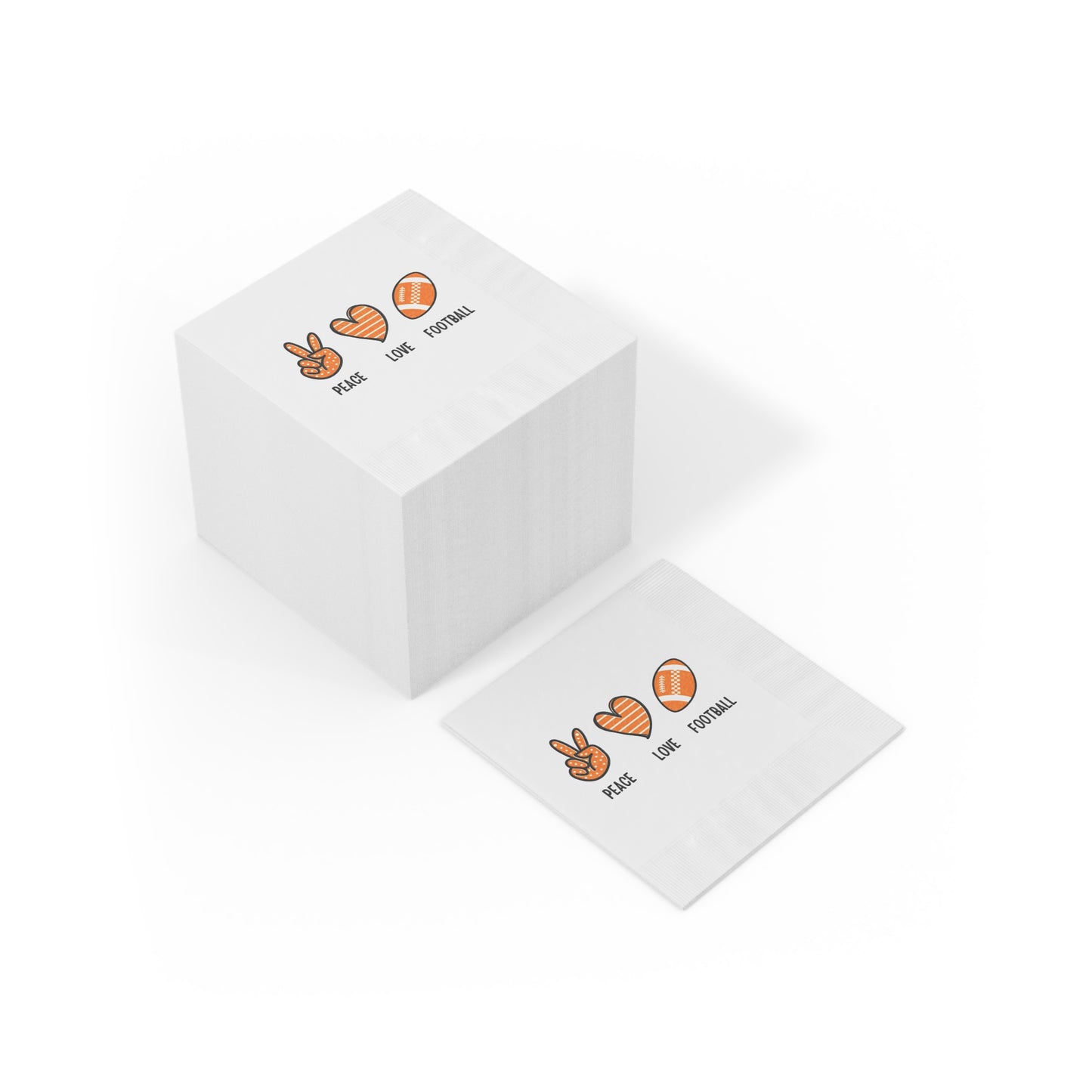 Peace, Love, Football Napkins - Tennessee Orange Design