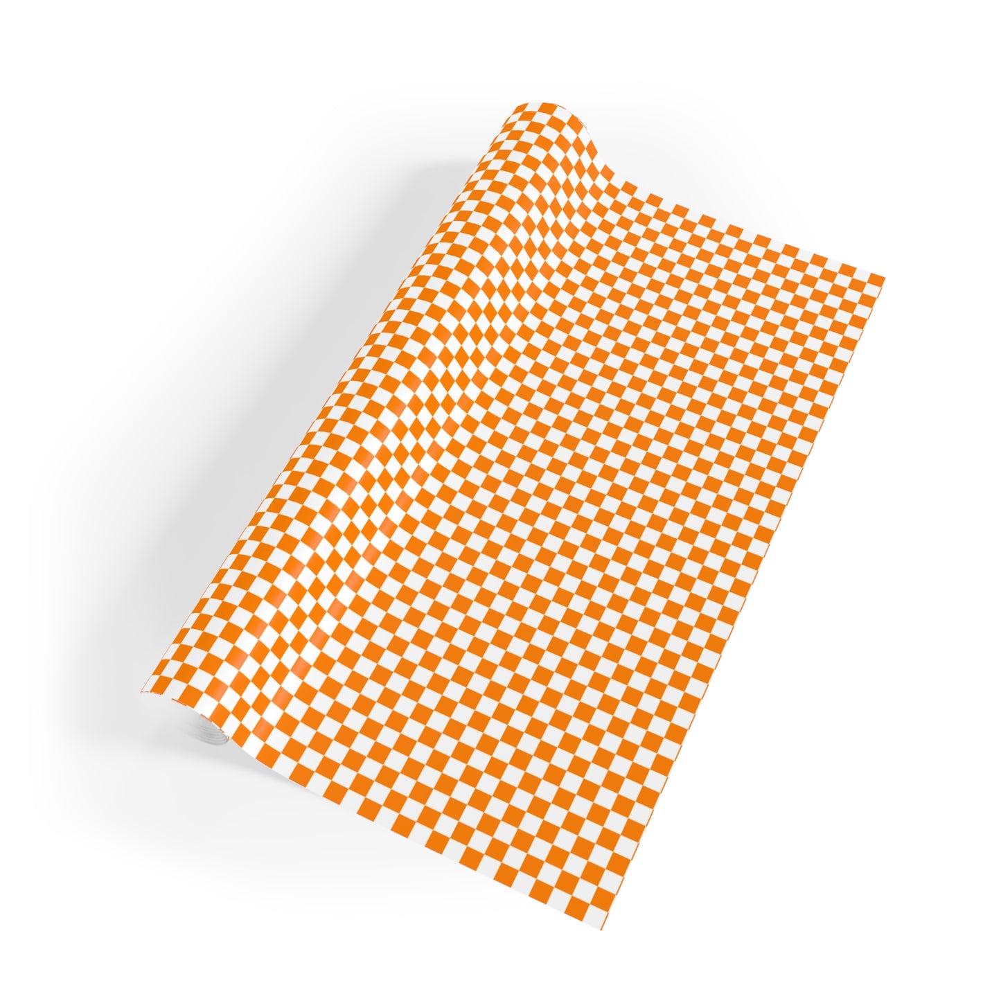 Orange and White Checkerboard Gift Wrapping Paper