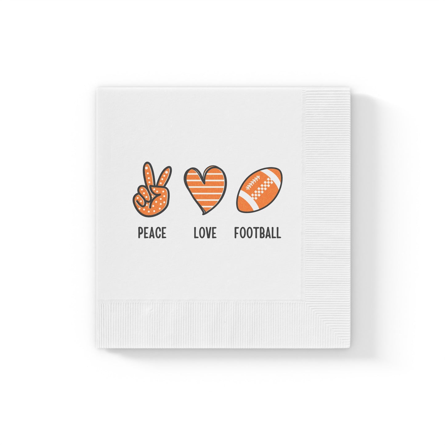 Peace, Love, Football Napkins - Tennessee Orange Design