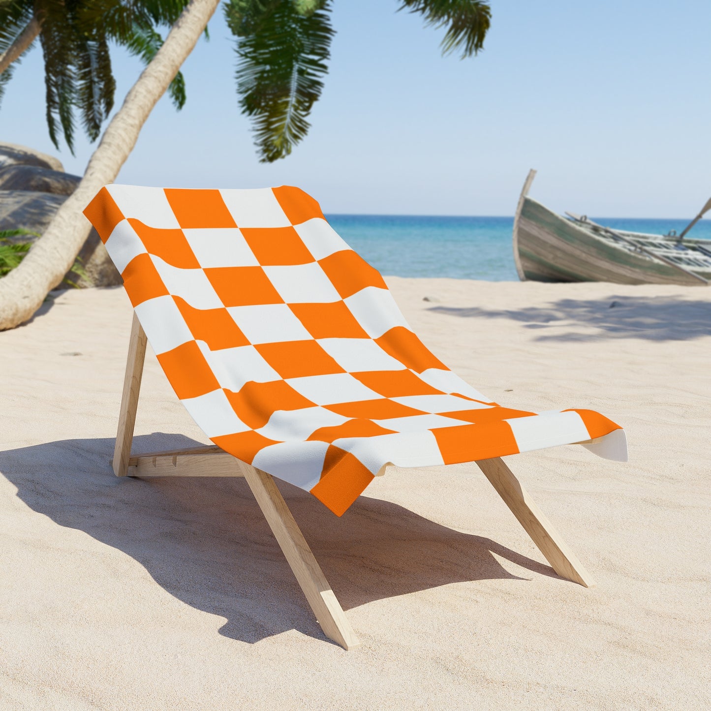 Vibrant Orange Checkered Beach Towel - Perfect for Summer Fun