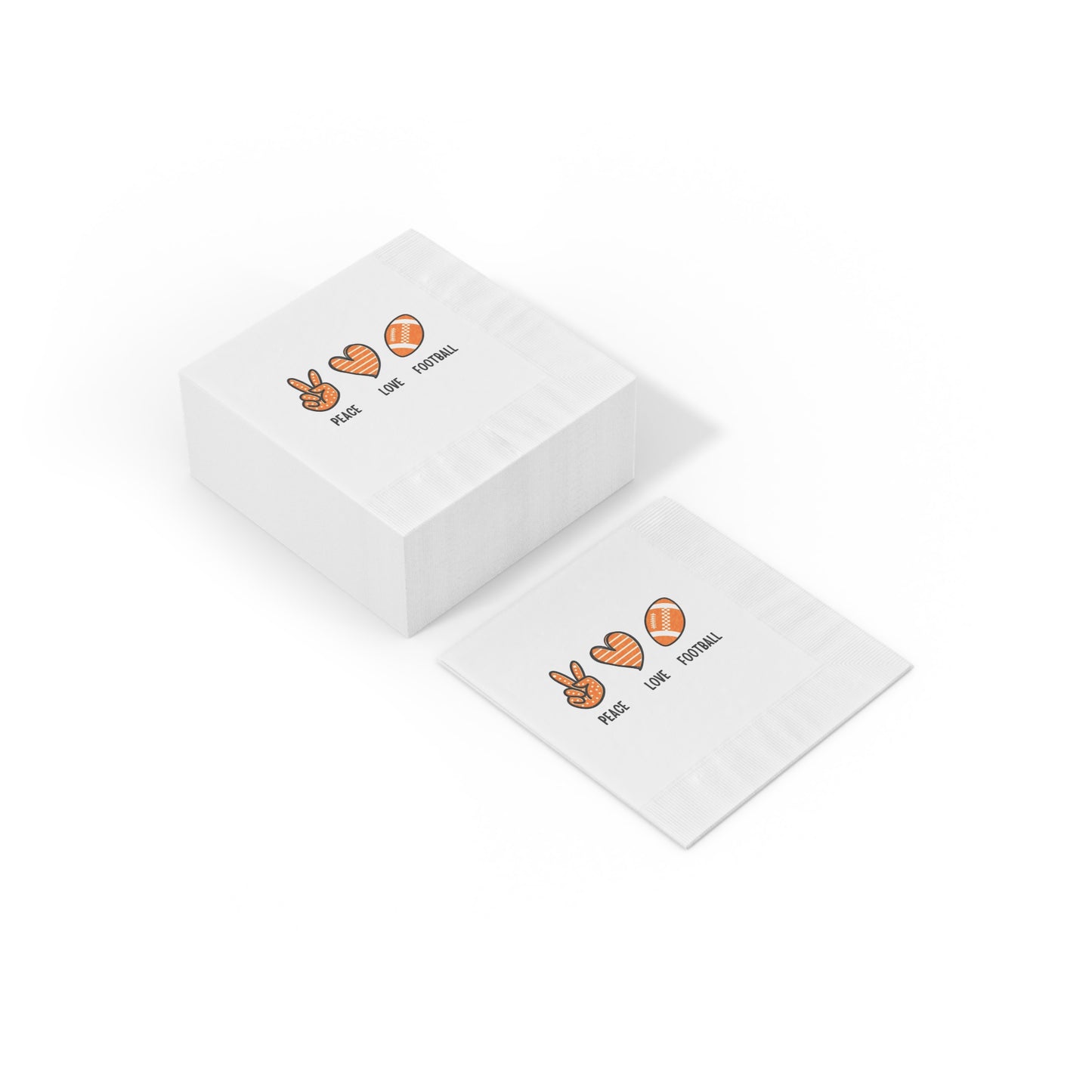 Peace, Love, Football Napkins - Tennessee Orange Design
