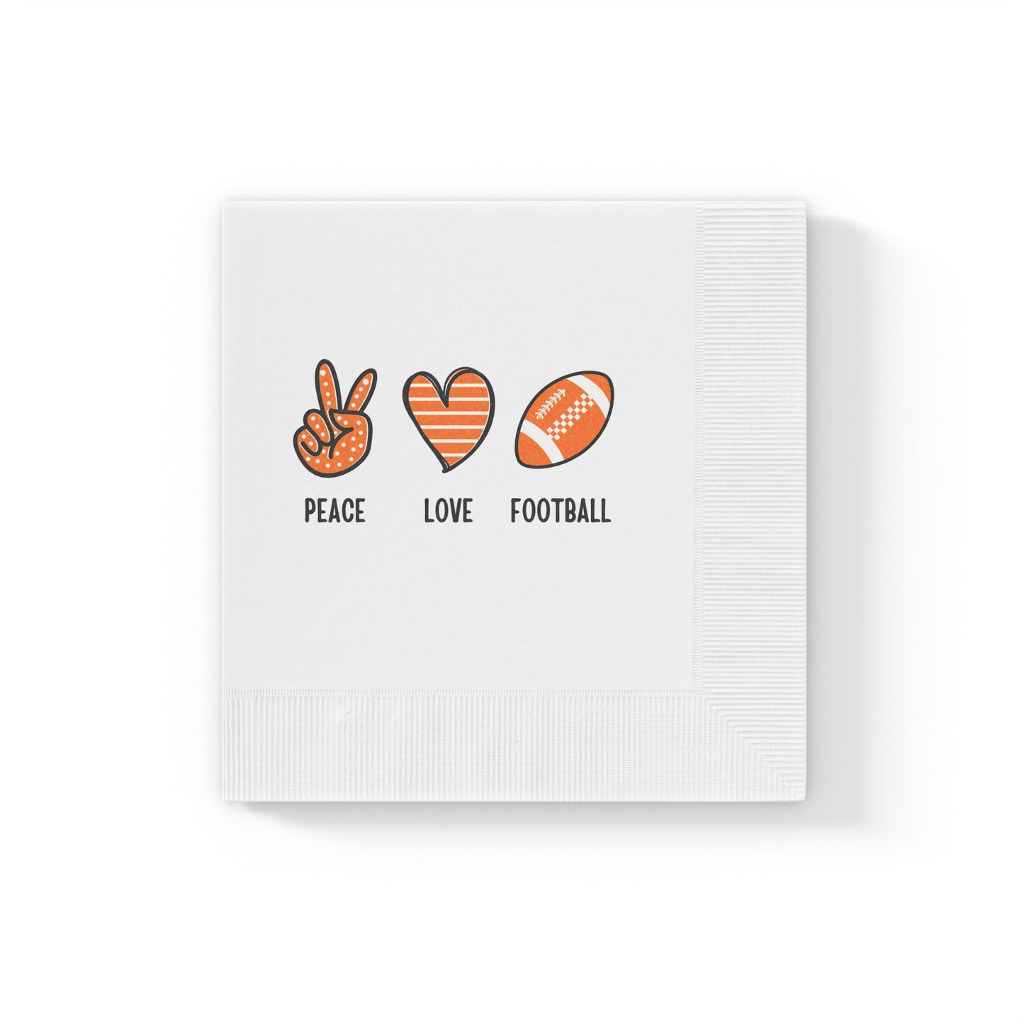 Peace, Love, Football Napkins - Tennessee Orange Design