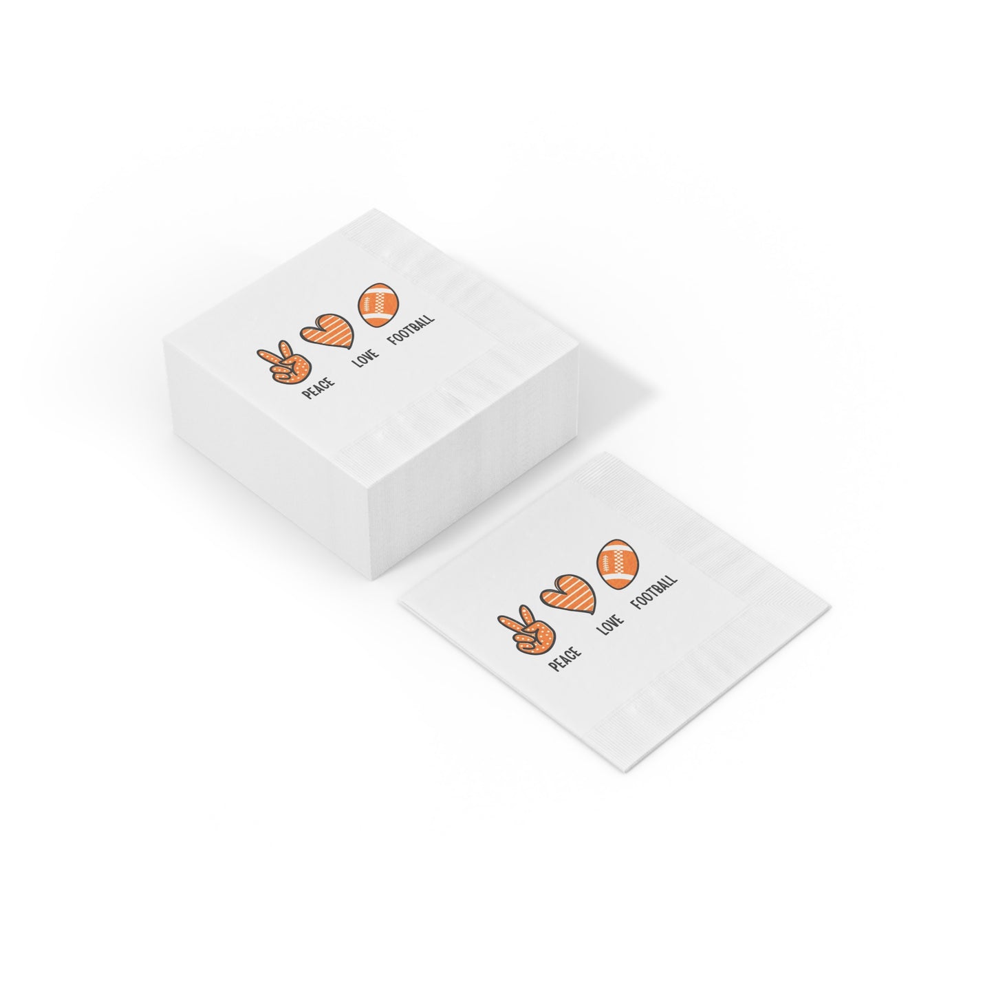 Peace, Love, Football Napkins - Tennessee Orange Design