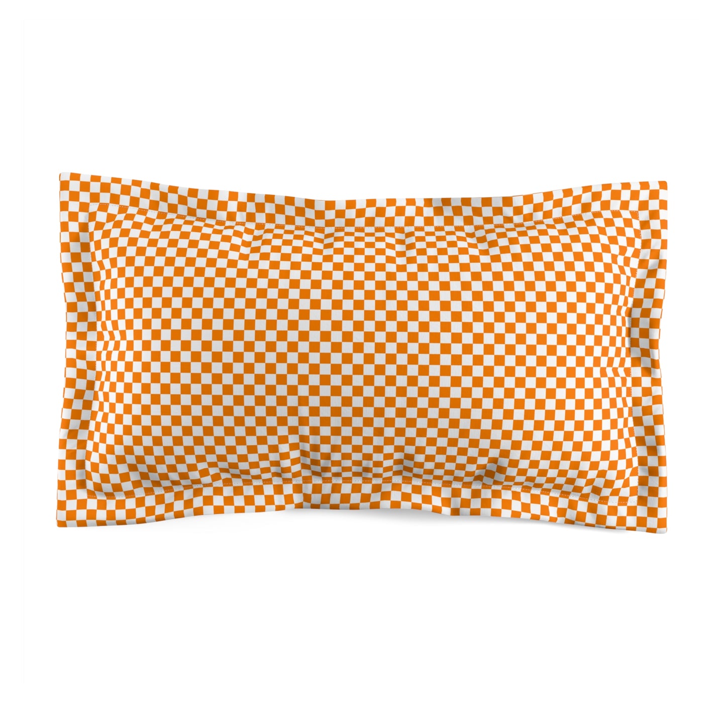 Orange and White Checkerboard Pillow Sham — Decorative Pillowcase for Bedroom & Dorm