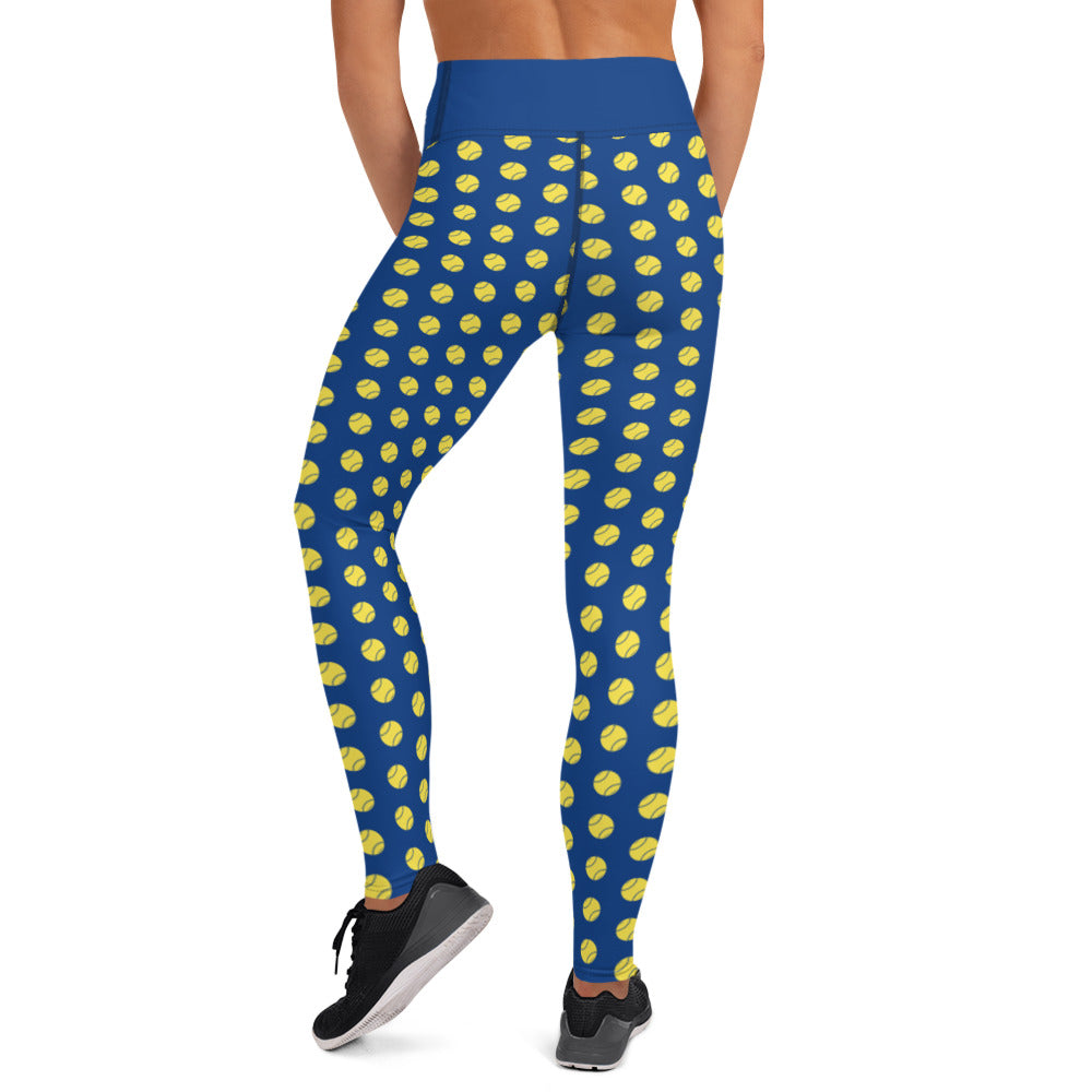 Softball Print Adult Yoga Leggings - ROYAL