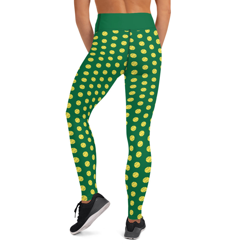 Softball Print Yoga Leggings - GREEN
