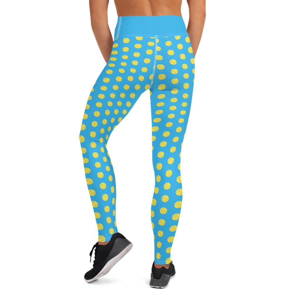 Softball Print Adult Yoga Leggings - SKY BLUE