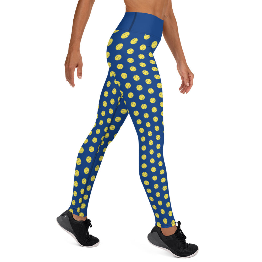 Softball Print Adult Yoga Leggings - ROYAL