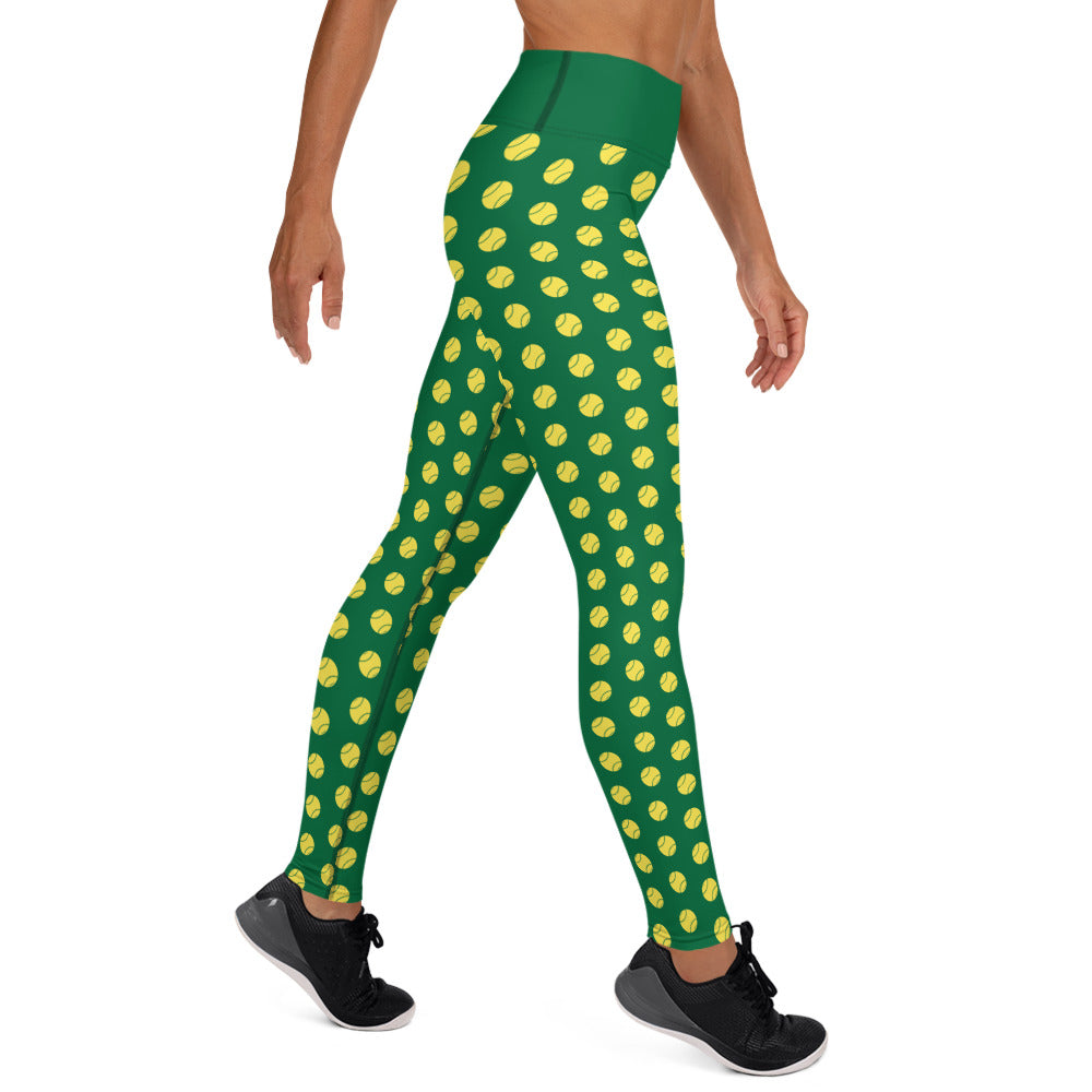 Softball Print Yoga Leggings - GREEN