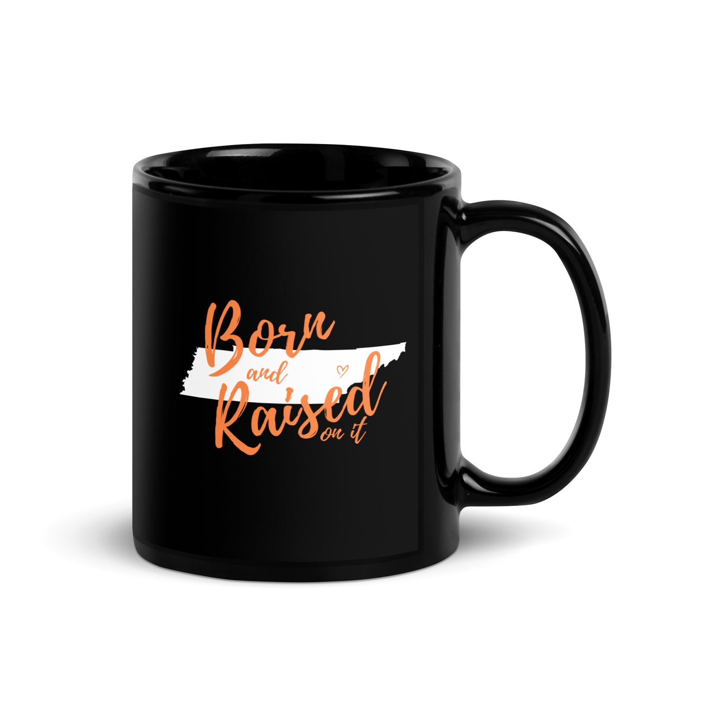 Born and Raised TN Black Glossy Mug