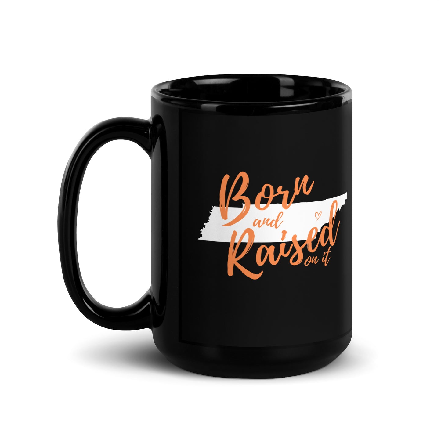 Born and Raised TN Black Glossy Mug