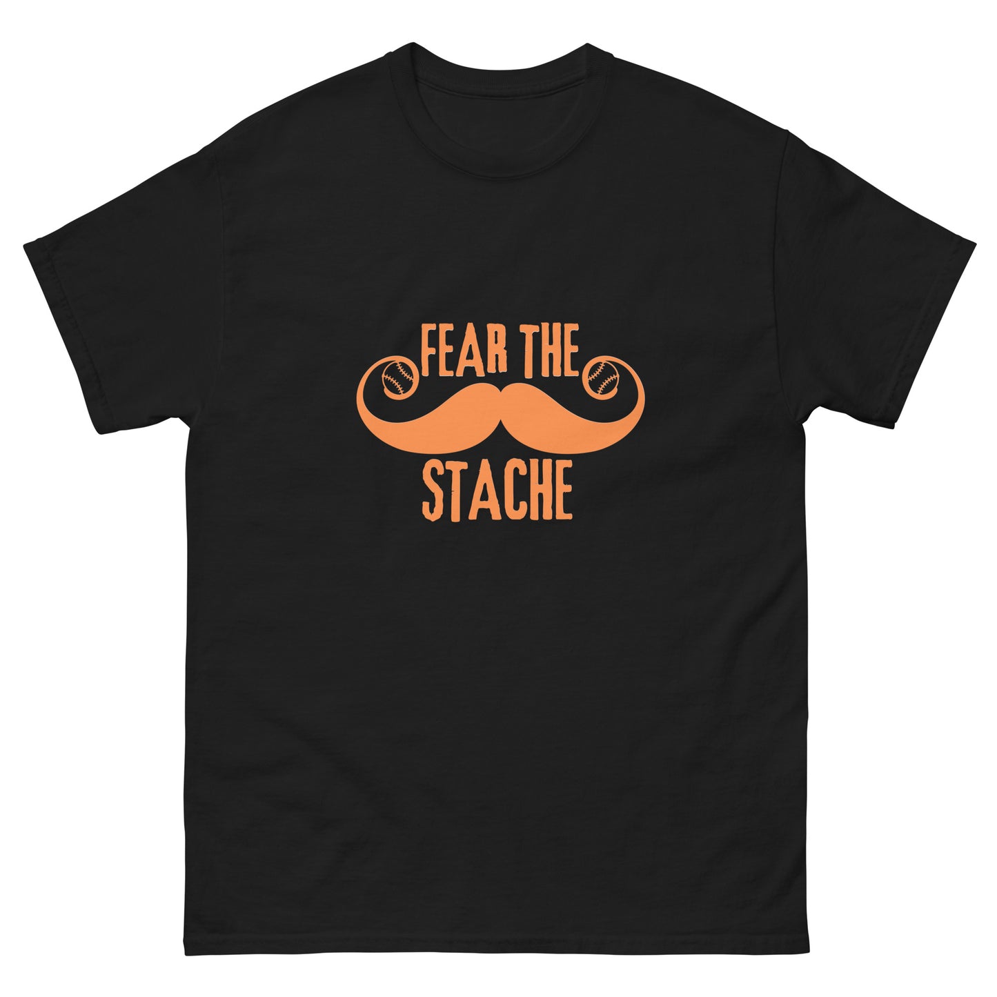 Fear the Stache Orange Baseball Unisex classic tee