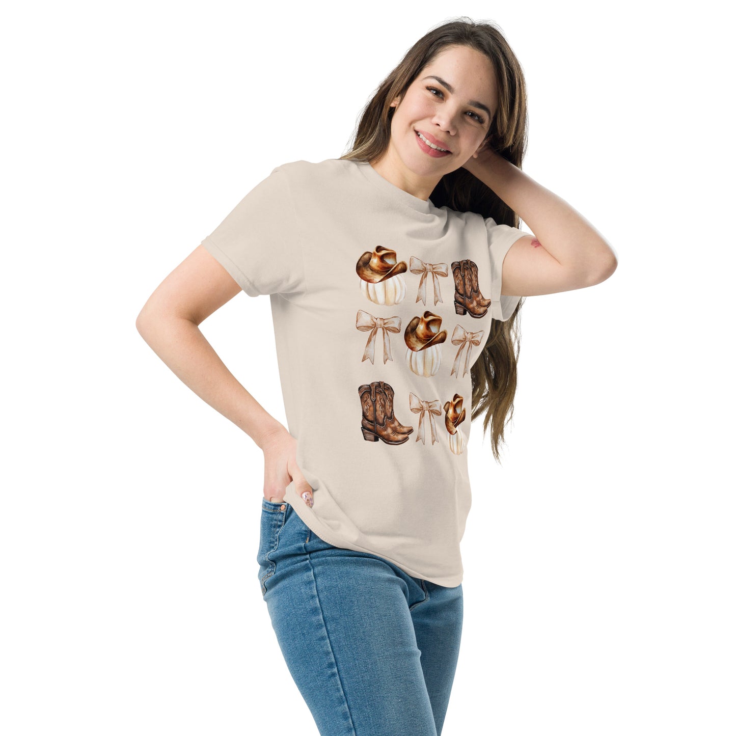 White Pumpkins, Boots-n-Bows Unisex classic tee
