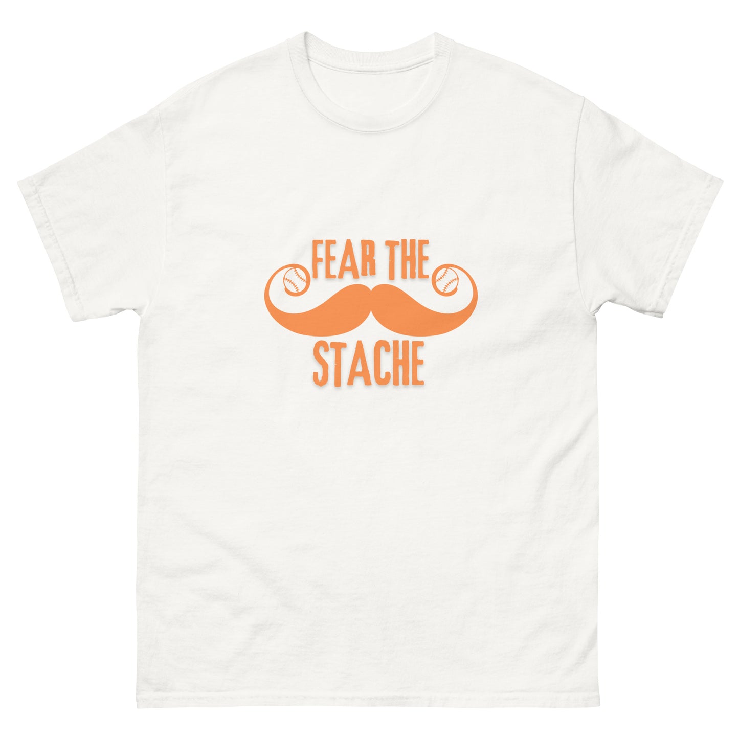 Fear the Stache Orange Baseball Unisex classic tee