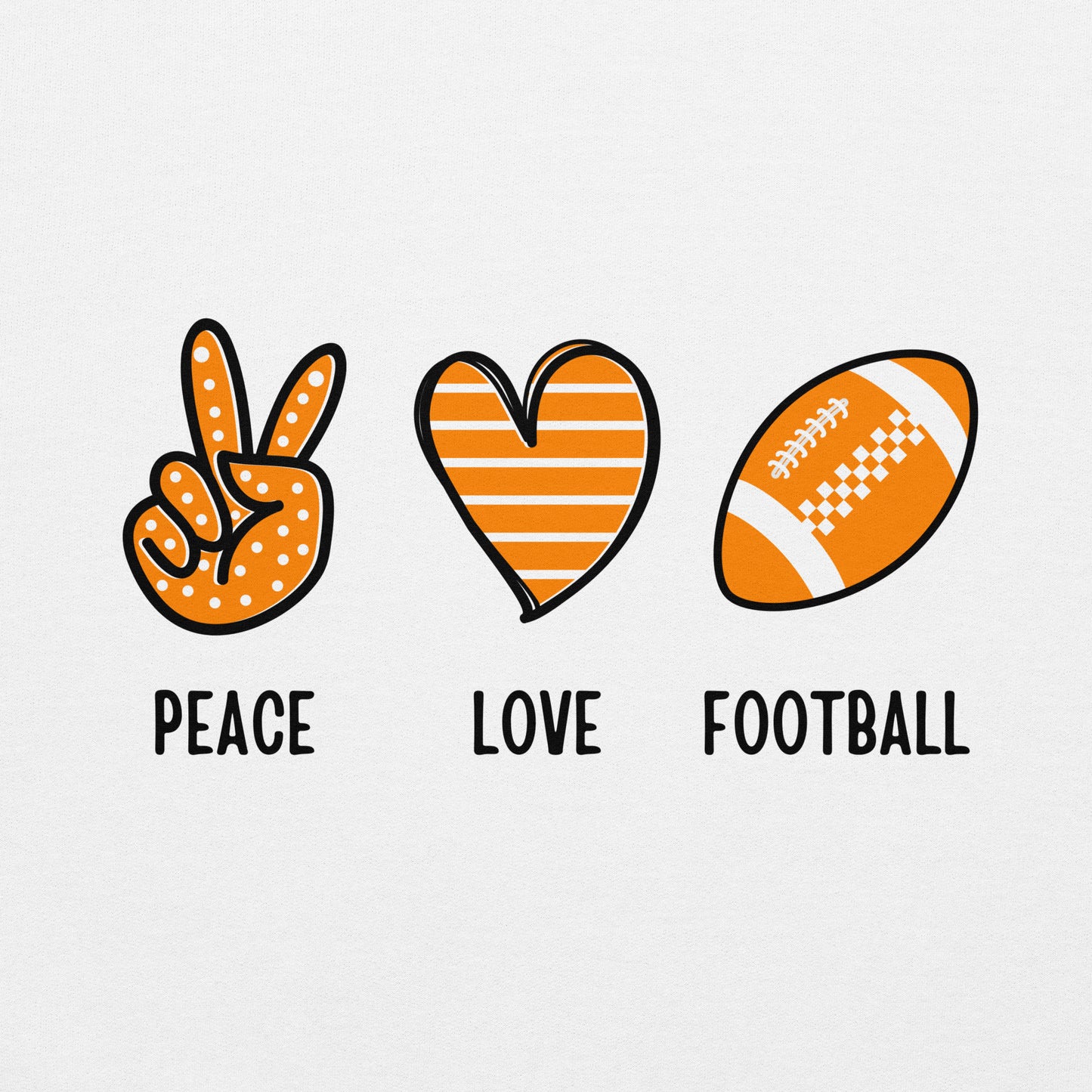 Peace, Love, Big Orange Football Unisex Hoodie
