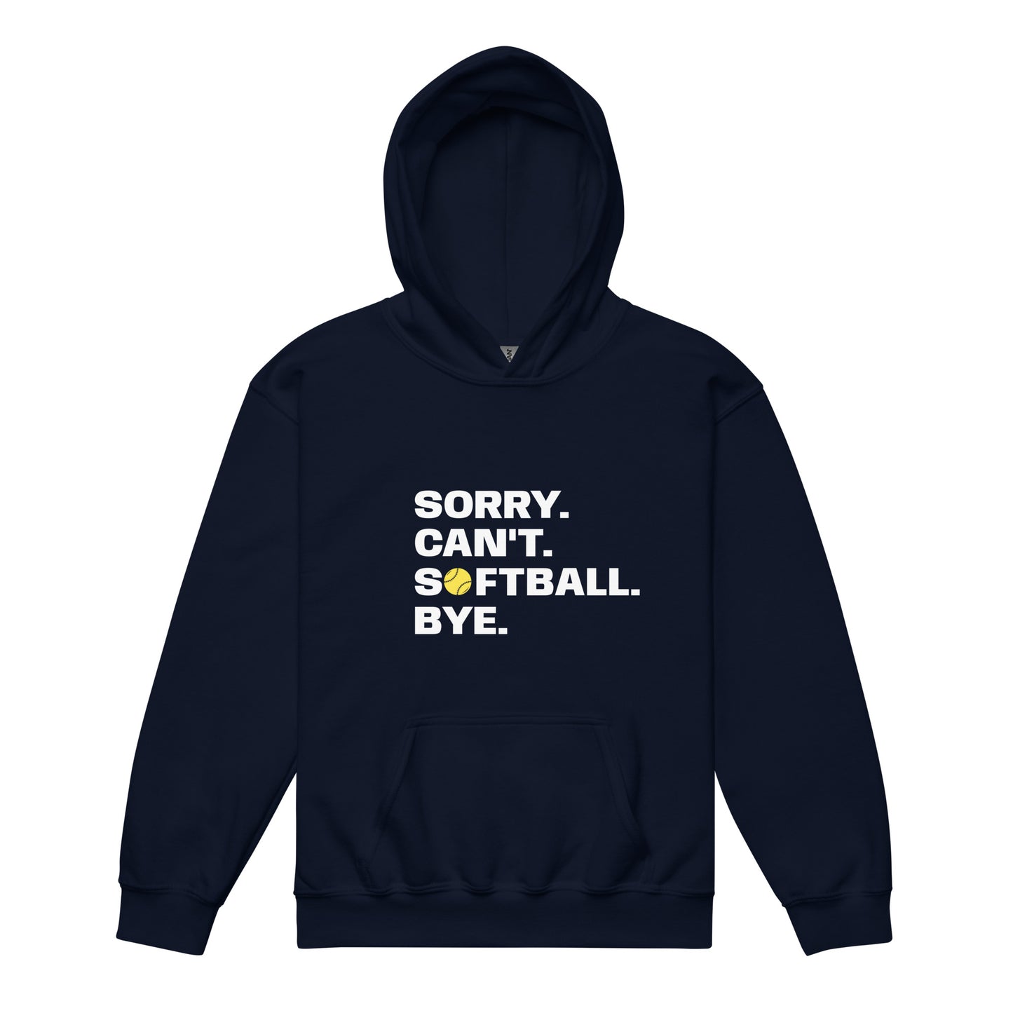SORRY CAN'T SOFTBALL BYE Youth heavy blend hoodie