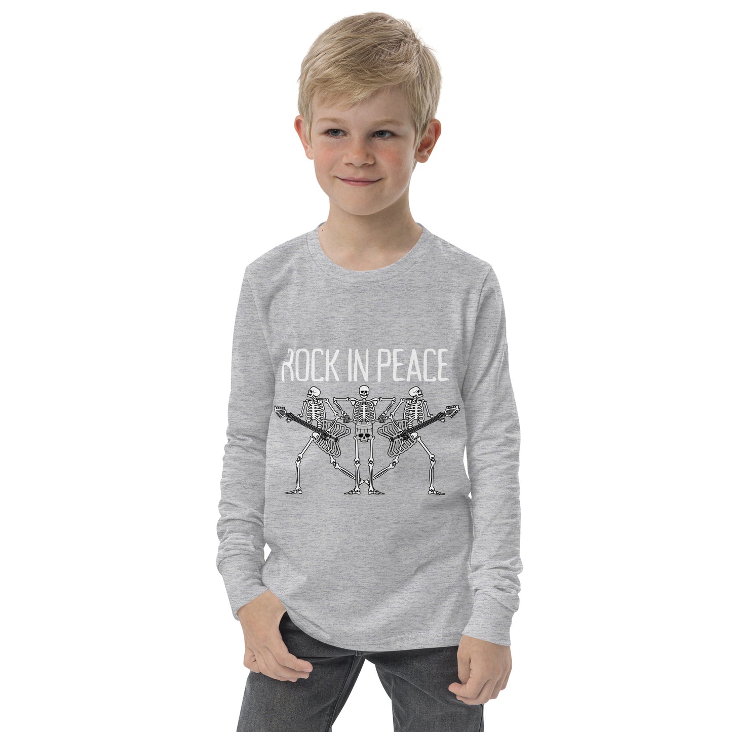 Rock in Peace Skeleton Band Youth long sleeve tee