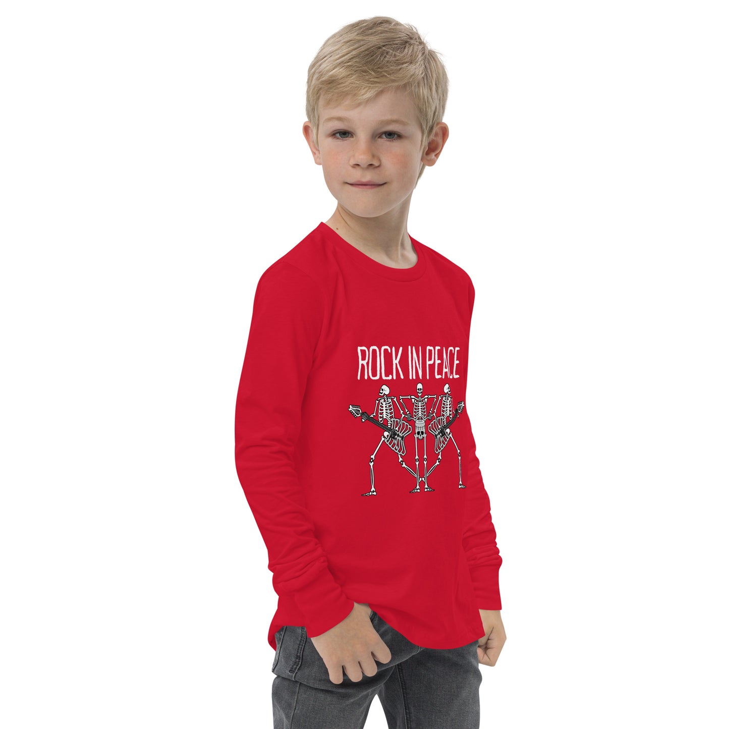 Rock in Peace Skeleton Band Youth long sleeve tee