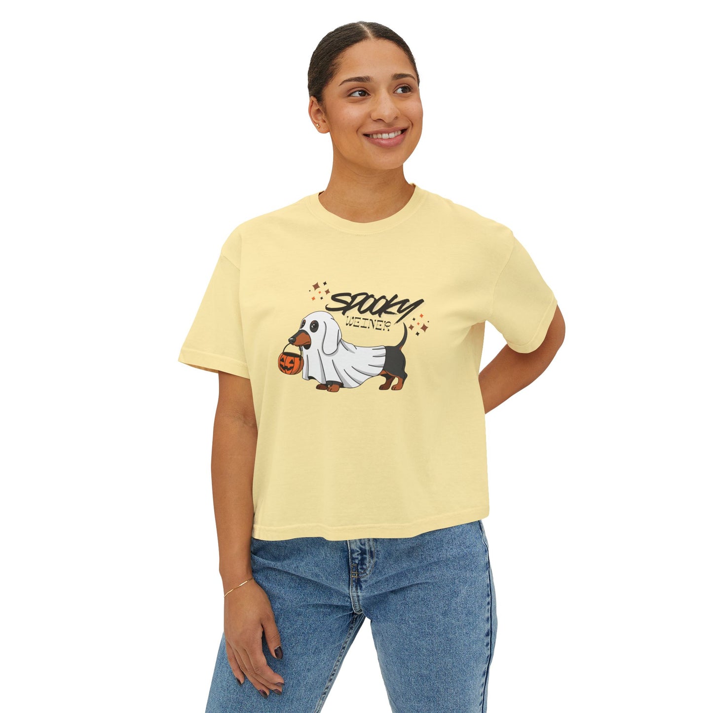 Spooky Weiner Dachshund Halloween Boxy Tee