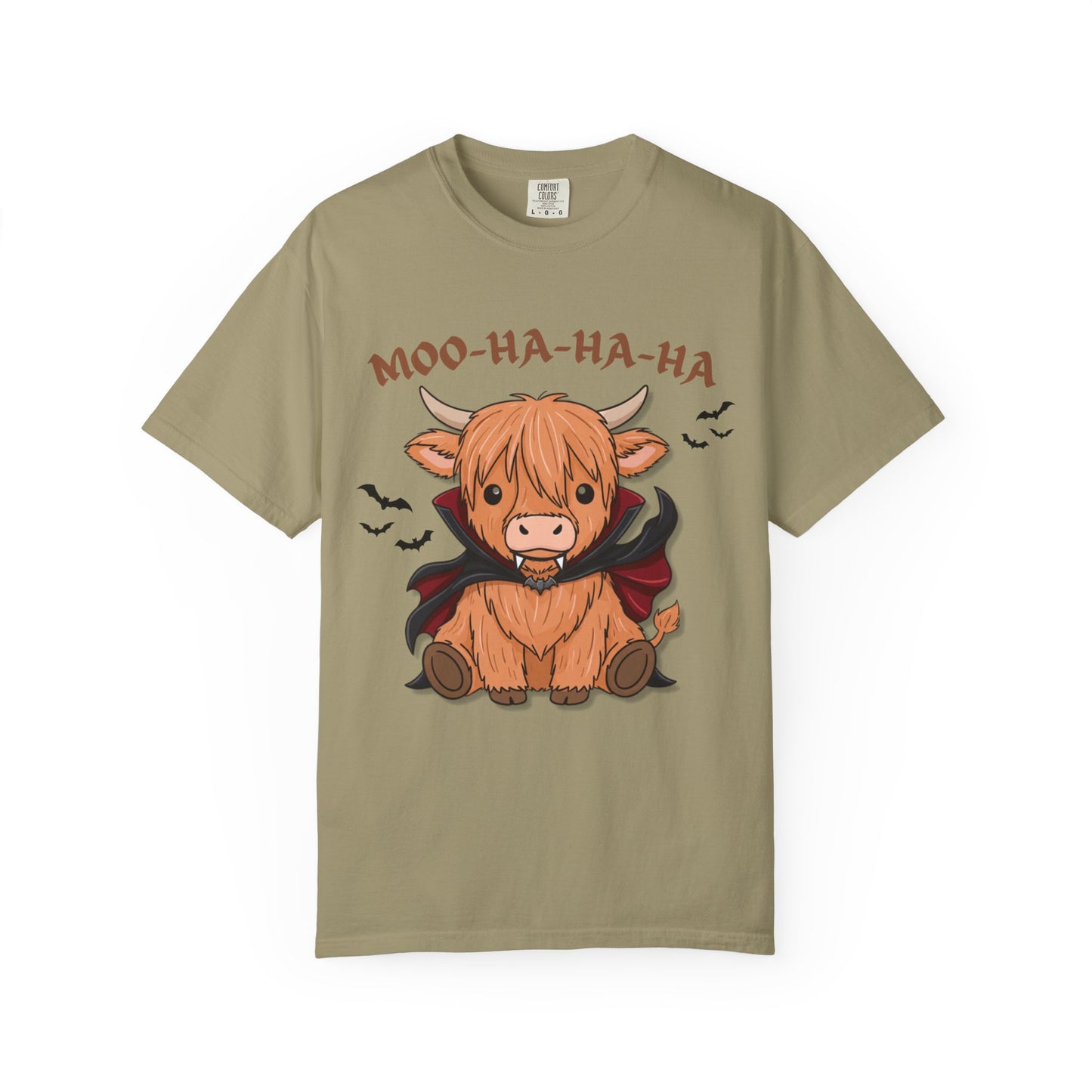Highland Cow Vampire T-Shirt — "Moo-Ha-Ha-Ha" Cute Halloween Tee