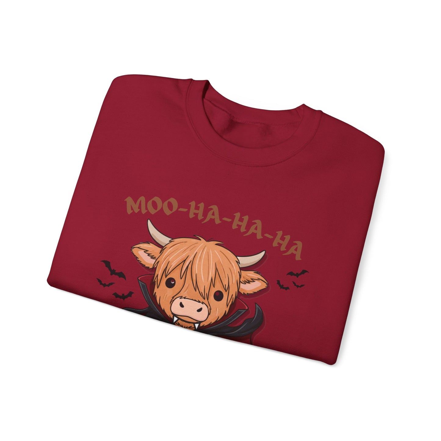 Cow Vampire Sweatshirt - "Moo-Ha-Ha-Ha" Cute Halloween Crewneck