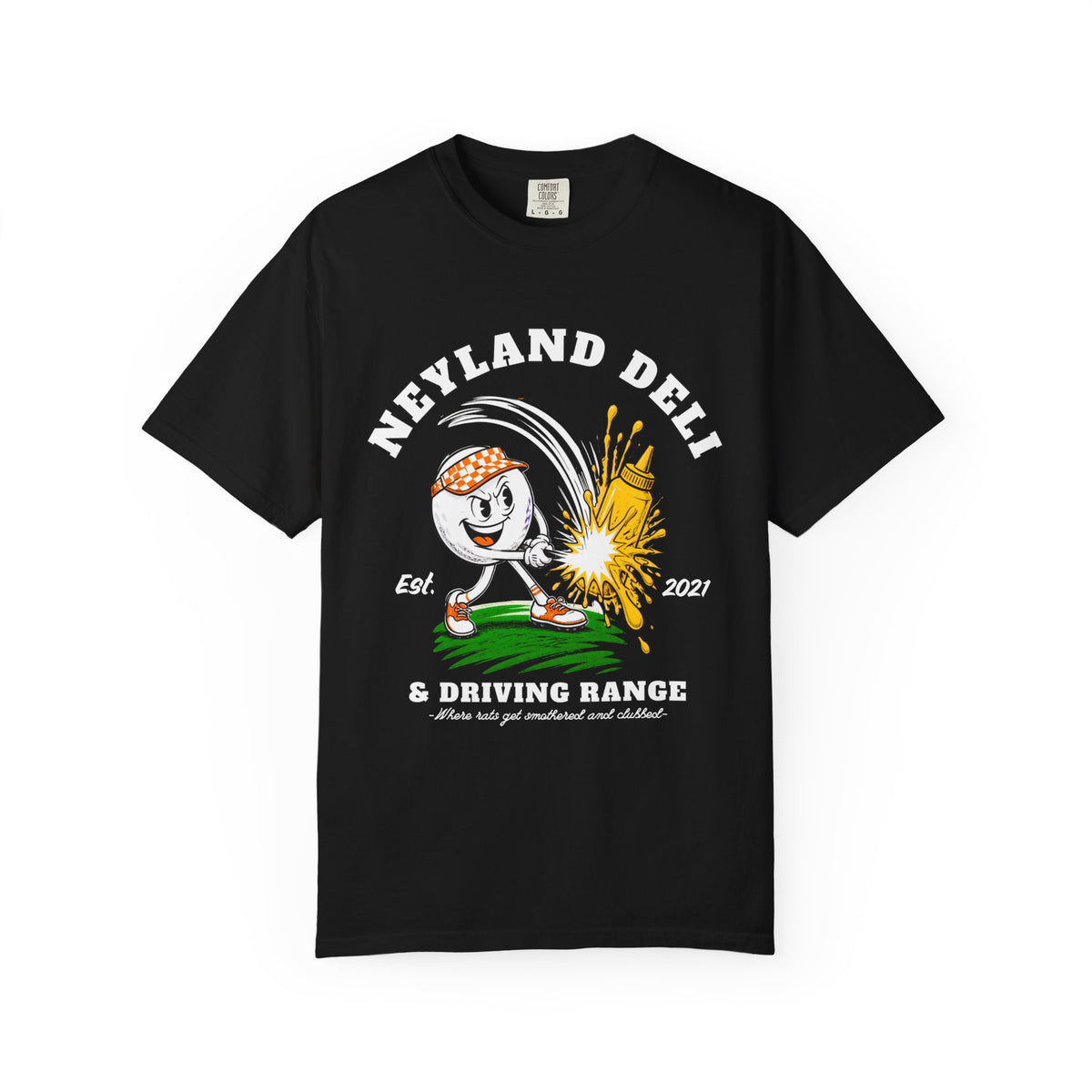 Neyland Deli & Driving Range T-Shirt — Retro Golf Sandwich Shop Tee