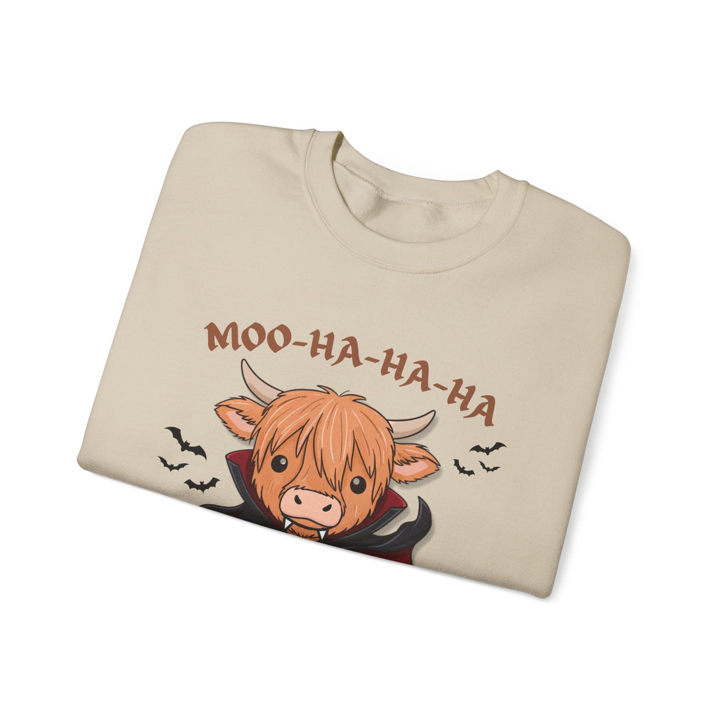 Cow Vampire Sweatshirt - "Moo-Ha-Ha-Ha" Cute Halloween Crewneck