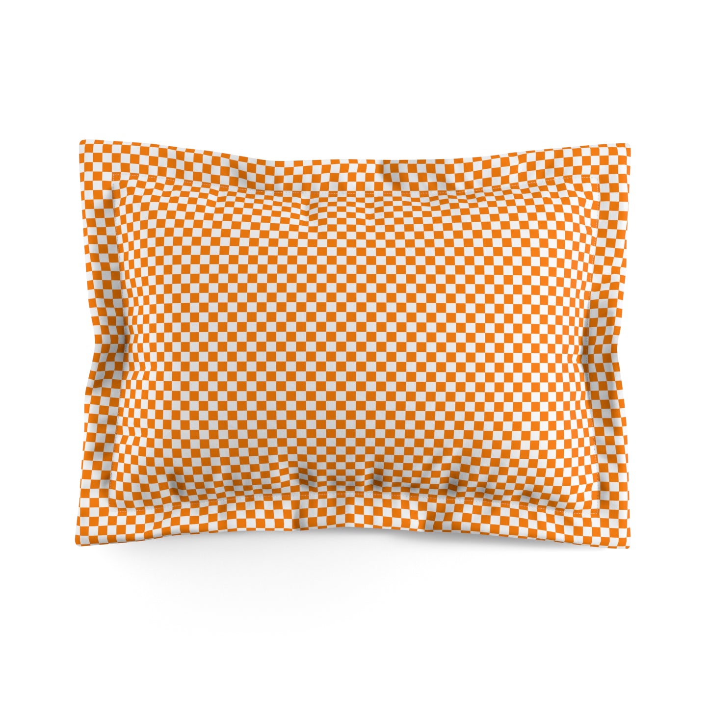 Orange and White Checkerboard Pillow Sham — Decorative Pillowcase for Bedroom & Dorm