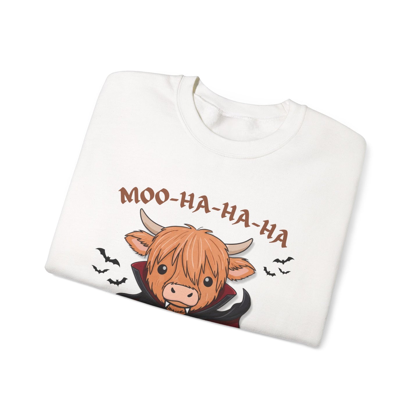 Cow Vampire Sweatshirt - "Moo-Ha-Ha-Ha" Cute Halloween Crewneck