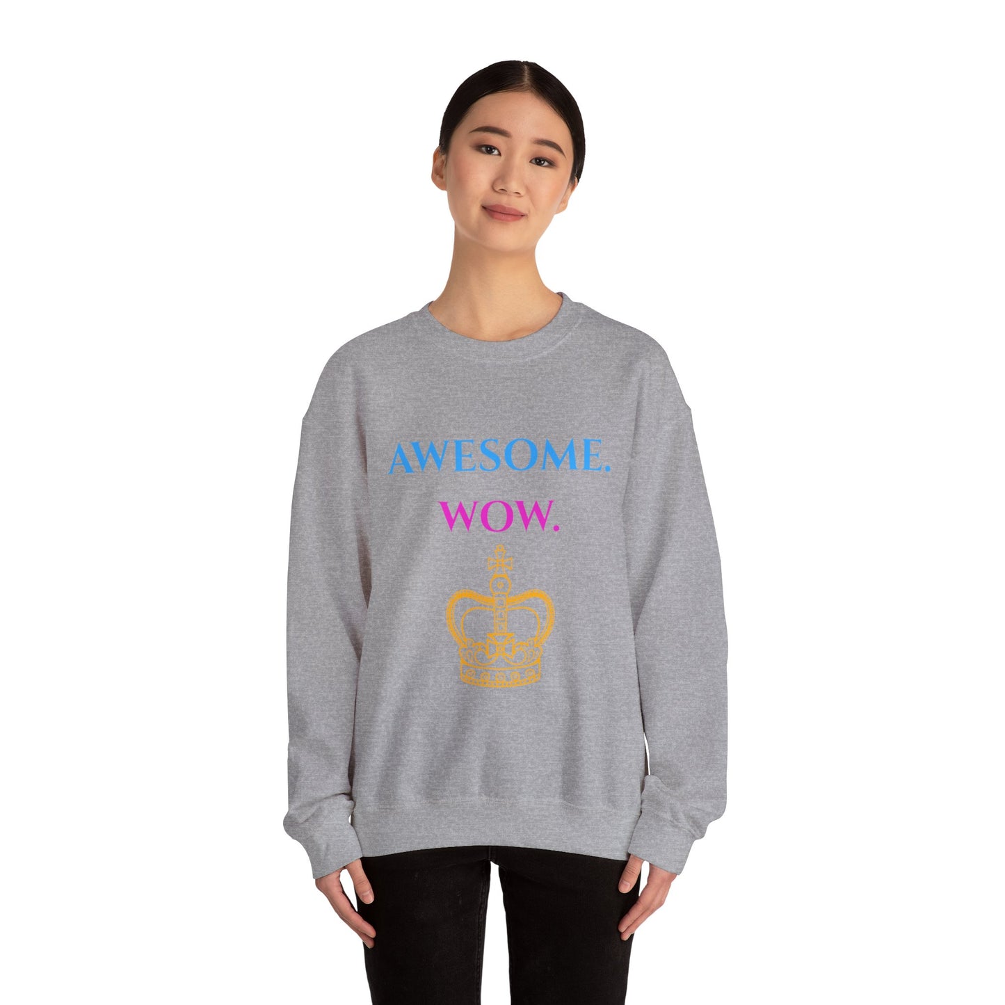 Hamilton-Inspired "Awesome. Wow." Crewneck Sweatshirt — Broadway Lyrics & Doodle Design