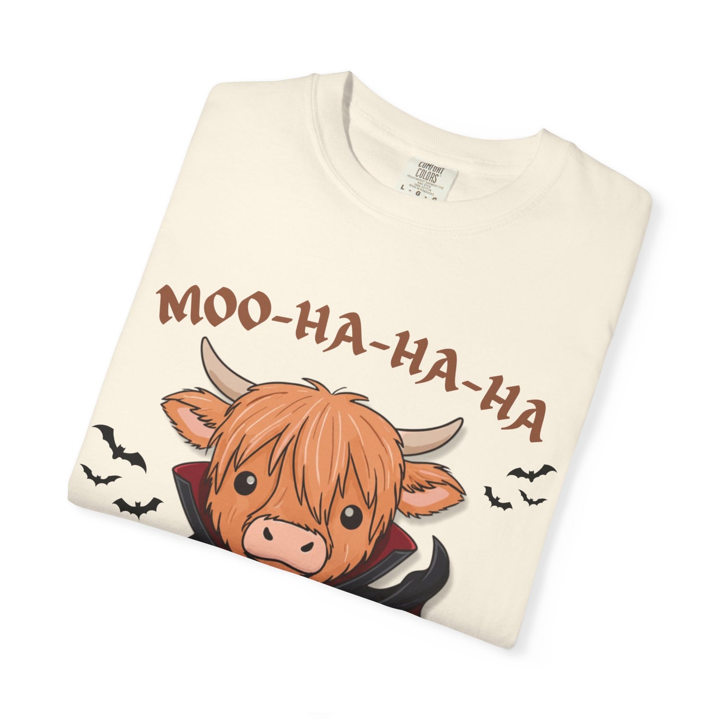 Highland Cow Vampire T-Shirt — "Moo-Ha-Ha-Ha" Cute Halloween Tee