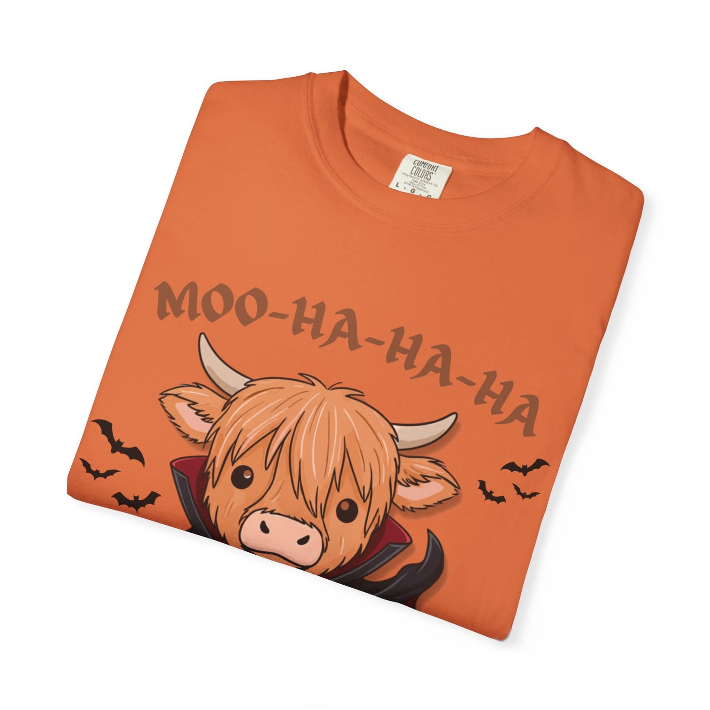 Highland Cow Vampire T-Shirt — "Moo-Ha-Ha-Ha" Cute Halloween Tee