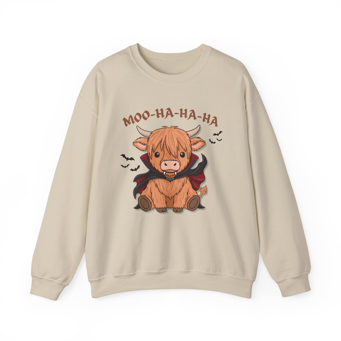 Cow Vampire Sweatshirt - "Moo-Ha-Ha-Ha" Cute Halloween Crewneck