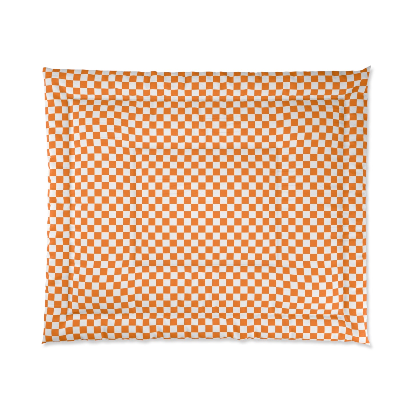 Orange and White Checkerboard Comforter — Game Day Bedding