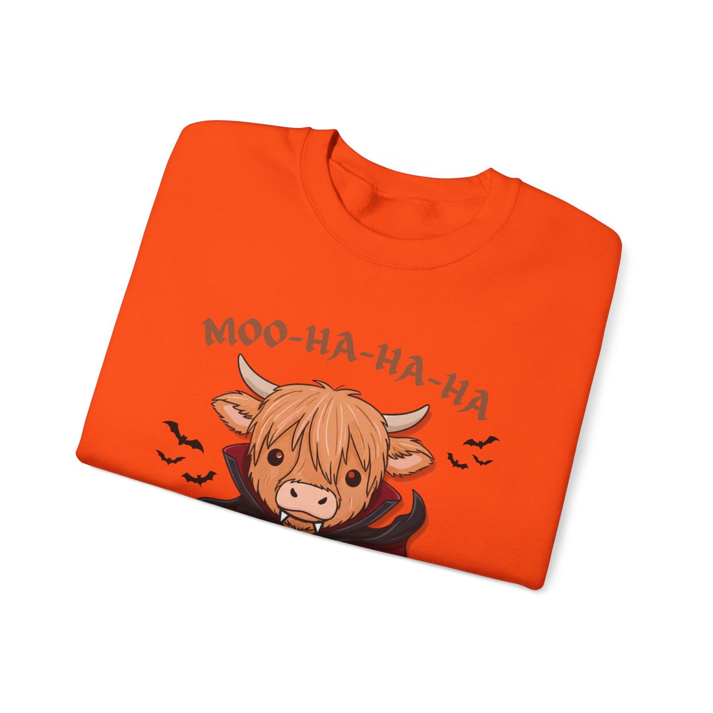 Cow Vampire Sweatshirt - "Moo-Ha-Ha-Ha" Cute Halloween Crewneck