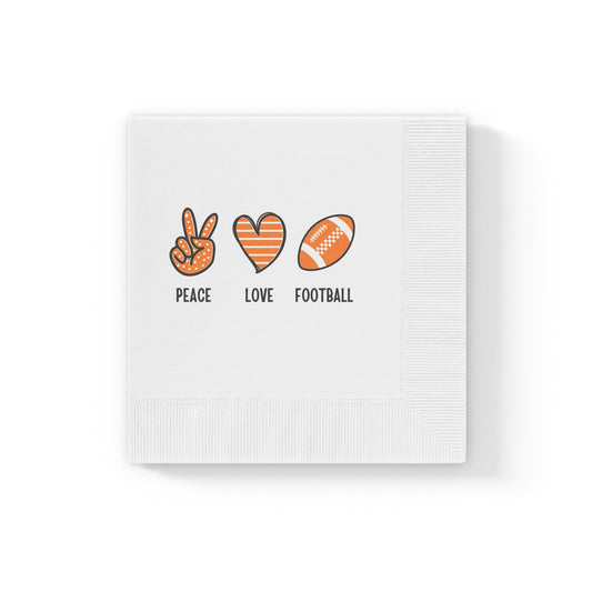 Peace, Love, Football Napkins - Tennessee Orange Design