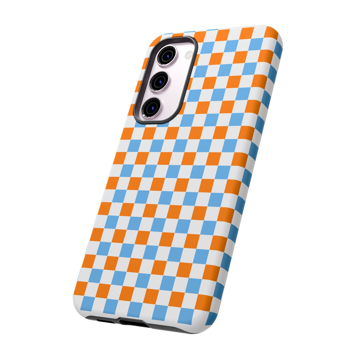 Orange and Blue Checkerboard Tough Case | Phone Cover, Geometric Pattern