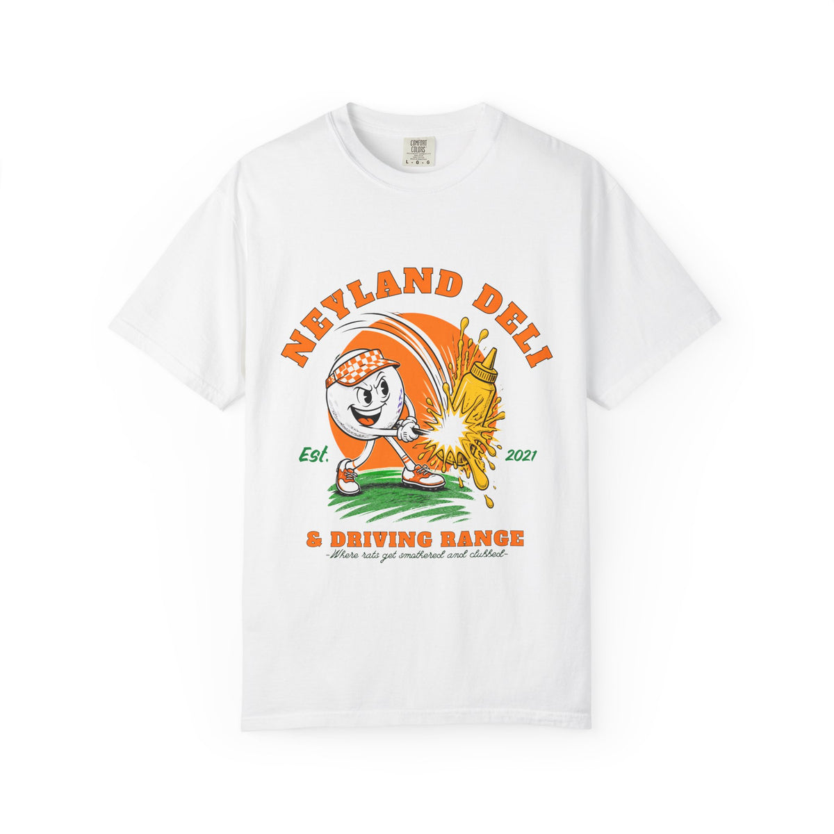 Neyland Deli & Driving Range Vintage Golf T-Shirt — Mustard & Golf Balls