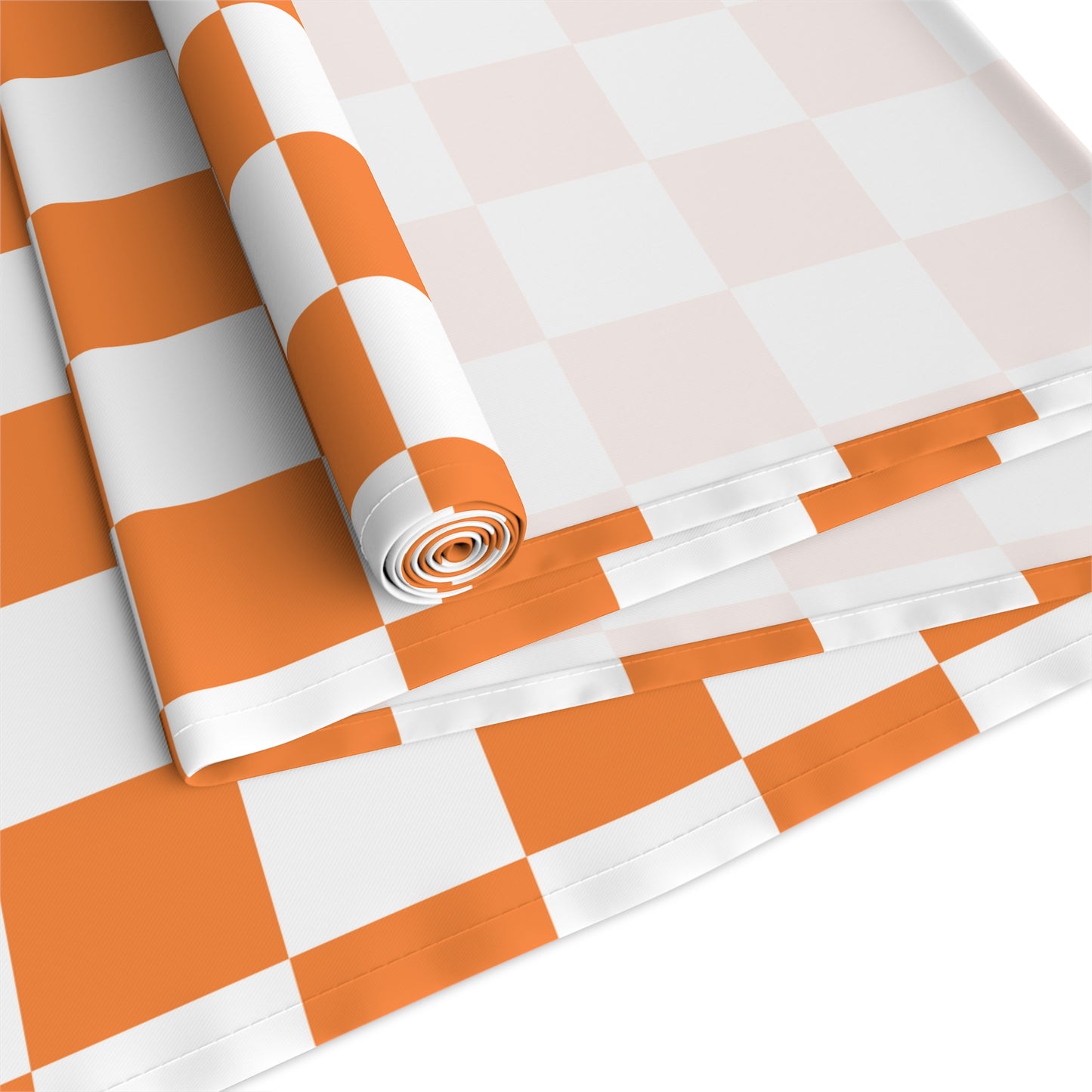 Orange and White Check Table Runner - Perfect for Tennessee Tailgating and Celebrations