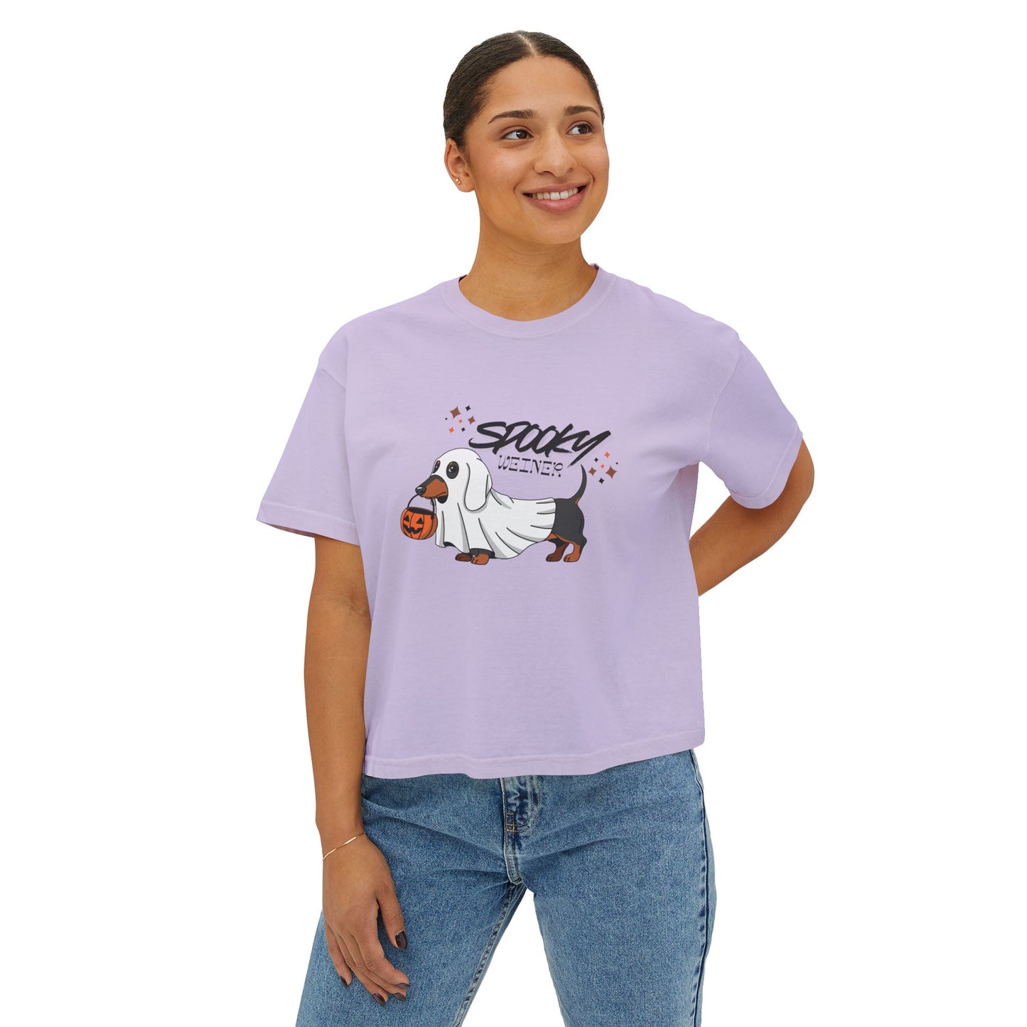 Spooky Weiner Dachshund Halloween Boxy Tee