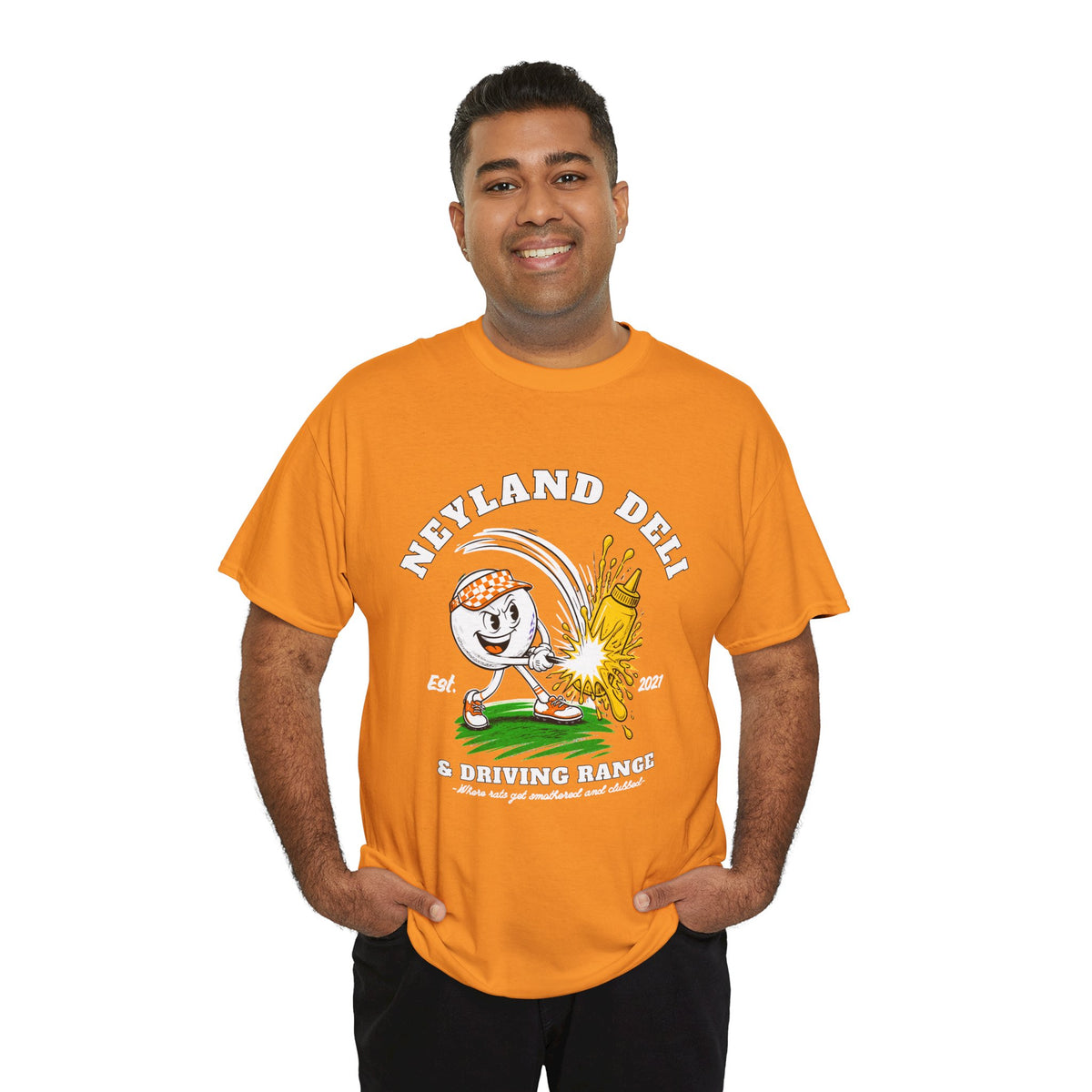Neyland Deli and Driving Range Tee — Retro Golf Mascot Graphic Shirt