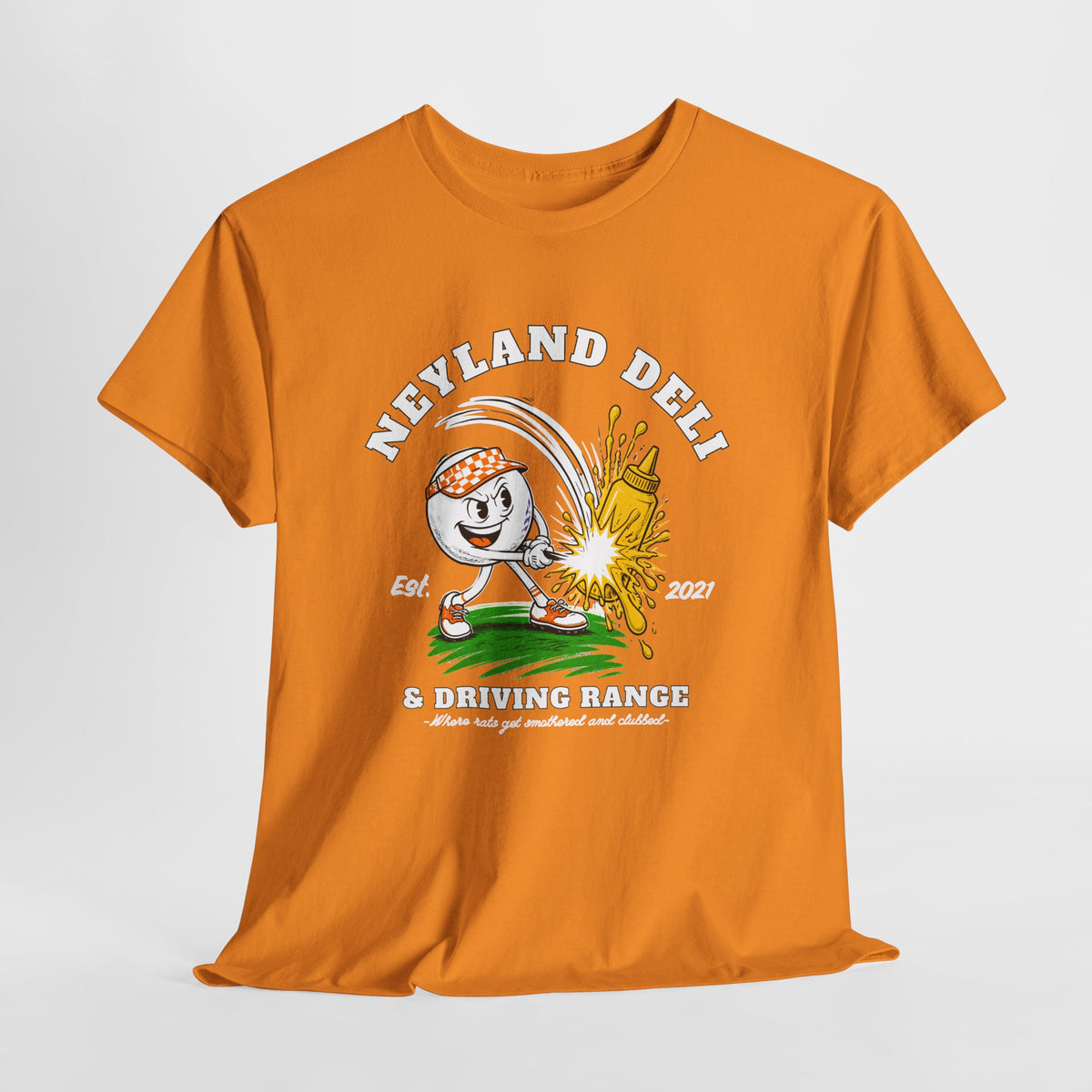Neyland Deli and Driving Range Tee — Retro Golf Mascot Graphic Shirt