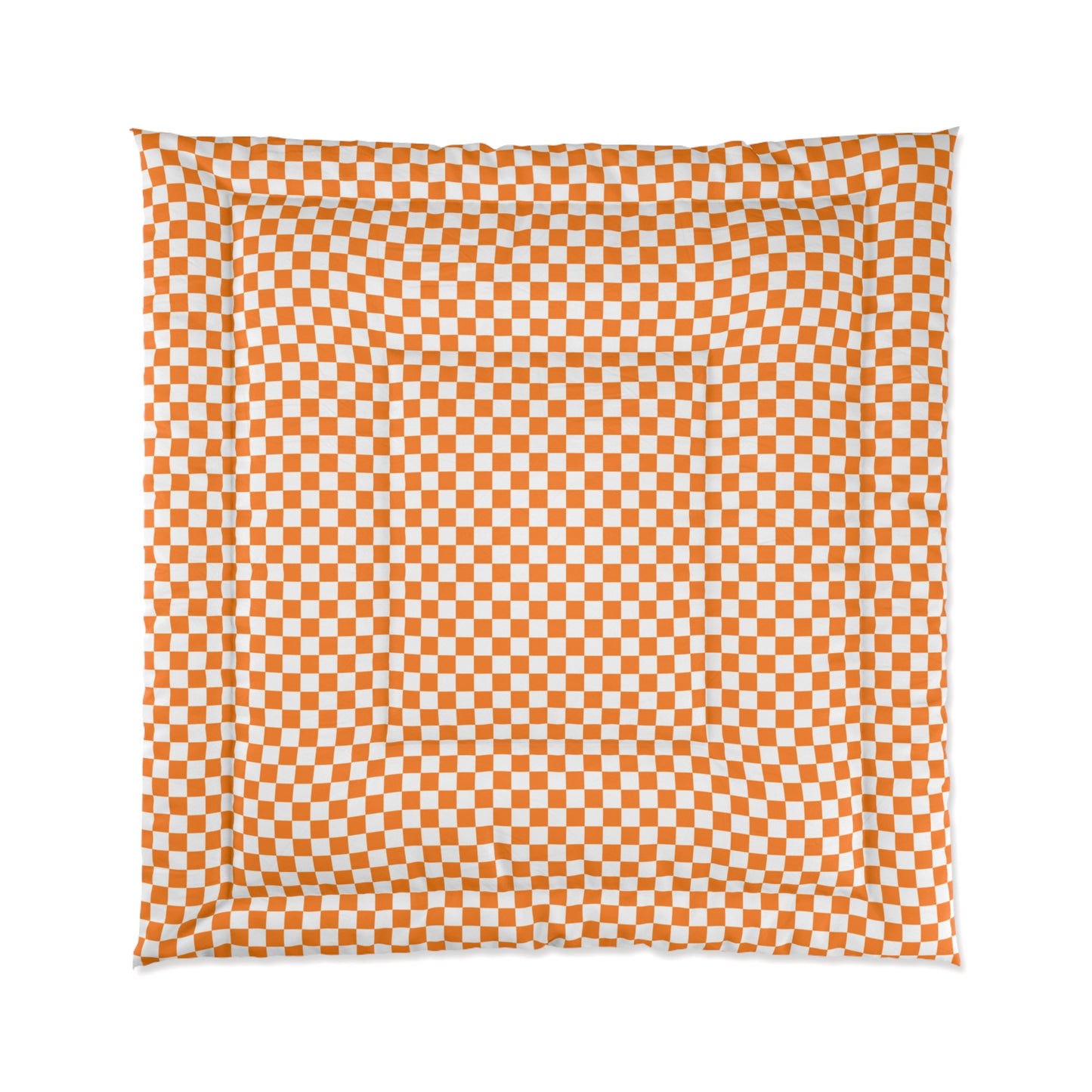 Orange and White Checkerboard Comforter — Game Day Bedding