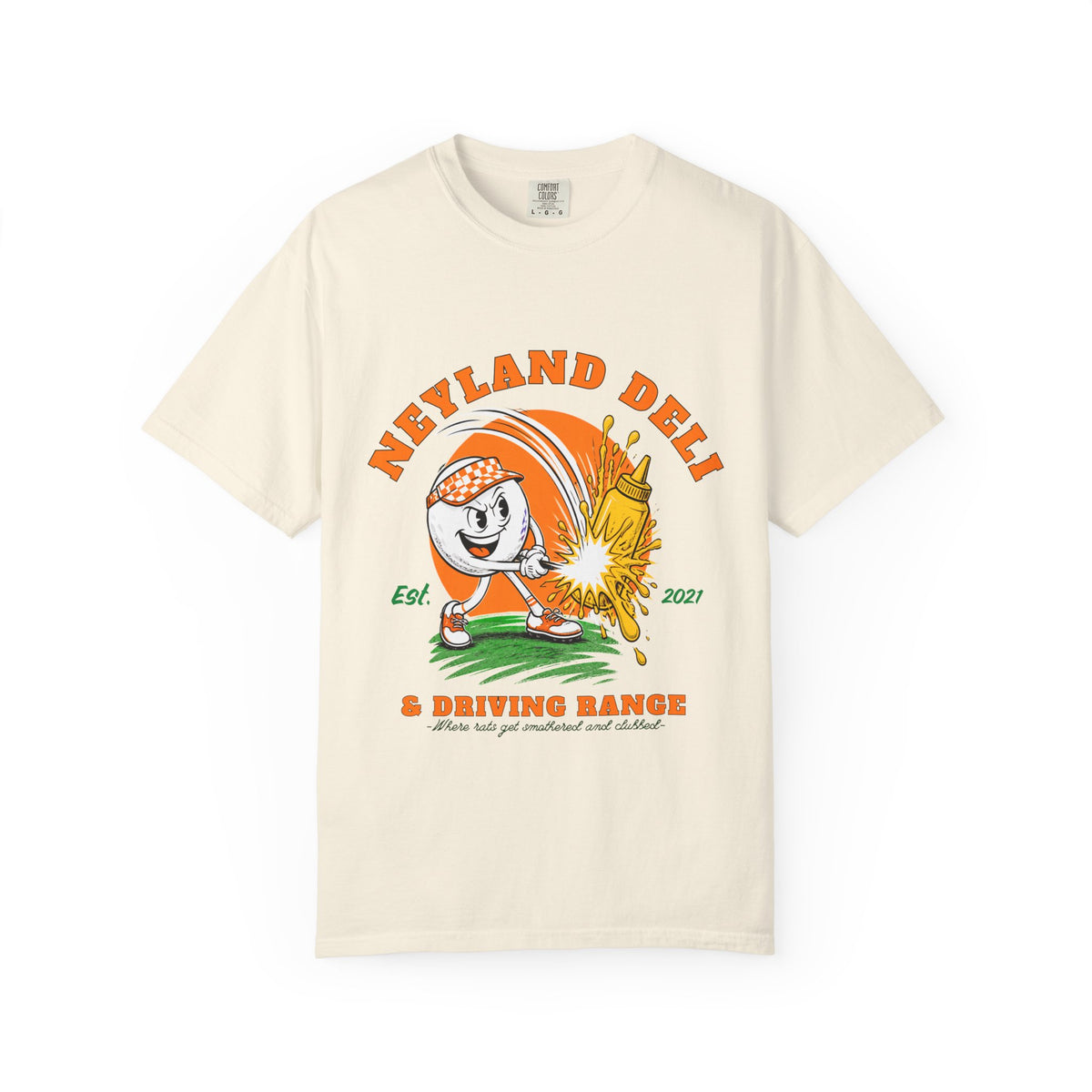 Neyland Deli & Driving Range Vintage Golf T-Shirt — Mustard & Golf Balls