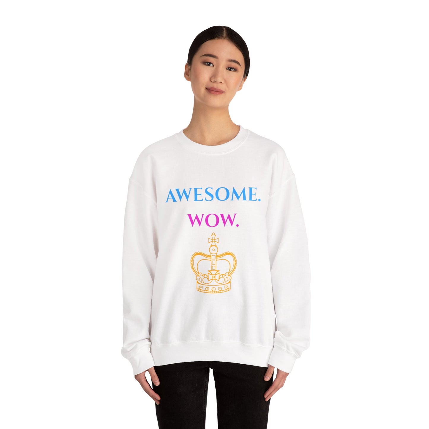 Hamilton-Inspired "Awesome. Wow." Crewneck Sweatshirt — Broadway Lyrics & Doodle Design