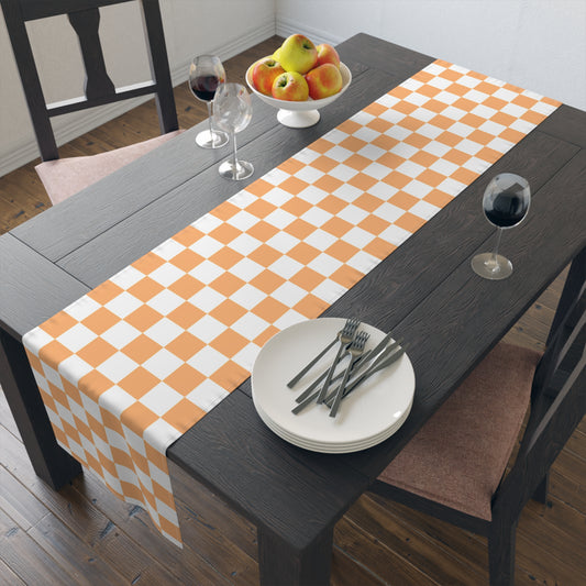 Chic Orange Checkered Table Runner - Perfect for Tailgating and Celebrations
