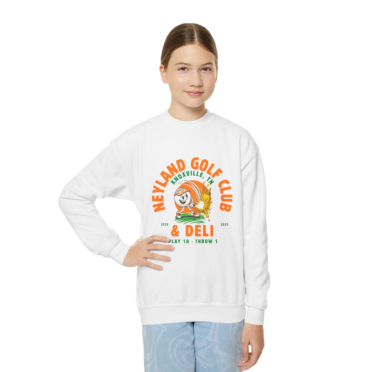 Neyland Golf Club & Deli Youth Crewneck Sweatshirt — Vintage Collegiate football Tee