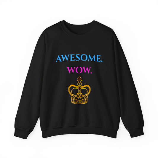 Hamilton-Inspired "Awesome. Wow." Crewneck Sweatshirt — Broadway Lyrics & Doodle Design